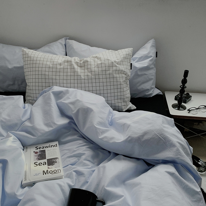 91家纺网 家纺一手货源 找家纺 （总）柚可家居 2025新款亲肤舒适40支数码四件套-淡蓝孤岛