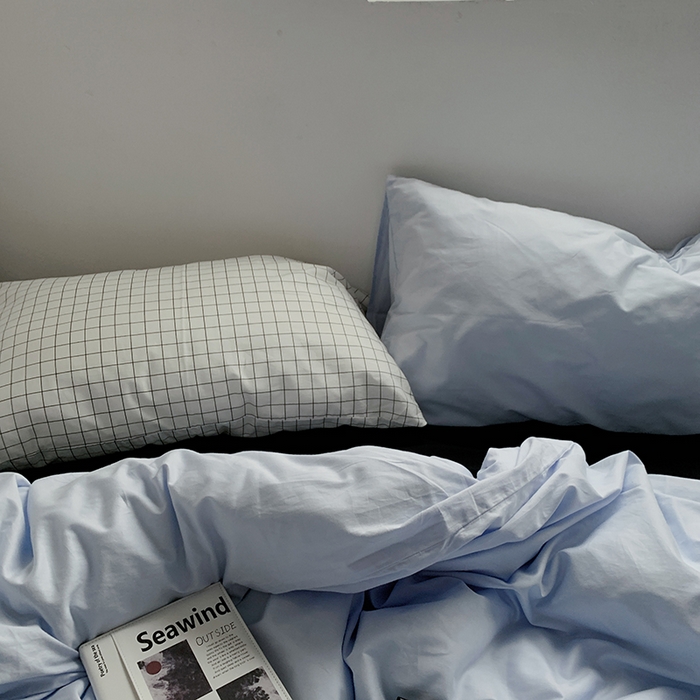 91家纺网 家纺一手货源 找家纺 （总）柚可家居 2025新款亲肤舒适40支数码四件套-淡蓝孤岛