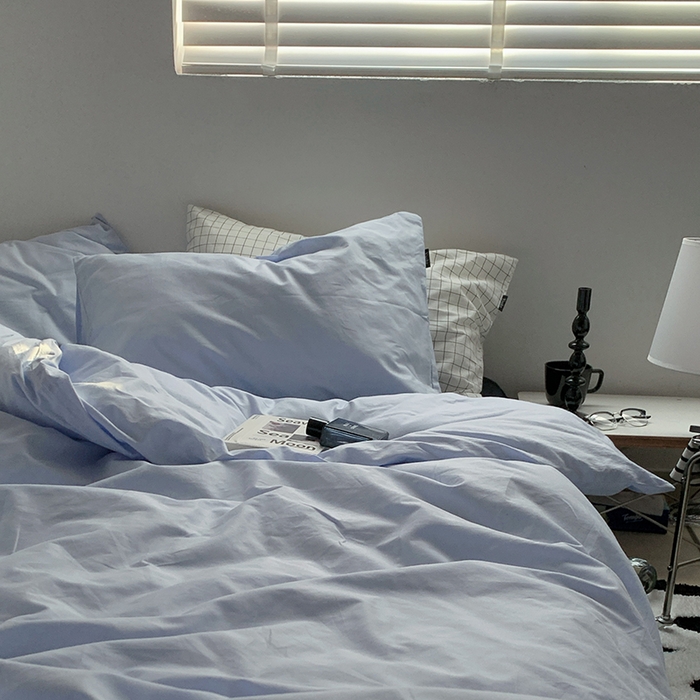 91家纺网 家纺一手货源 找家纺 （总）柚可家居 2025新款亲肤舒适40支数码四件套-淡蓝孤岛