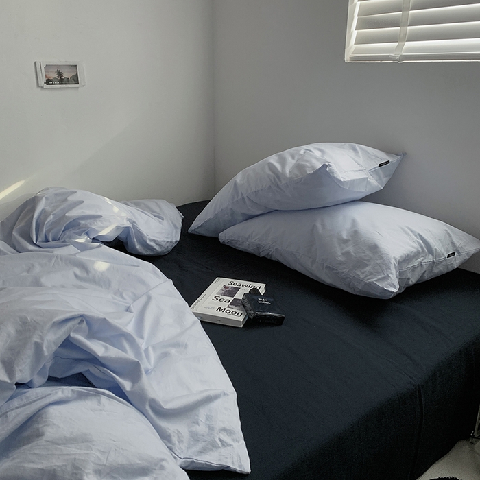 91家纺网 家纺一手货源 找家纺 （总）柚可家居 2025新款亲肤舒适40支数码四件套-淡蓝孤岛