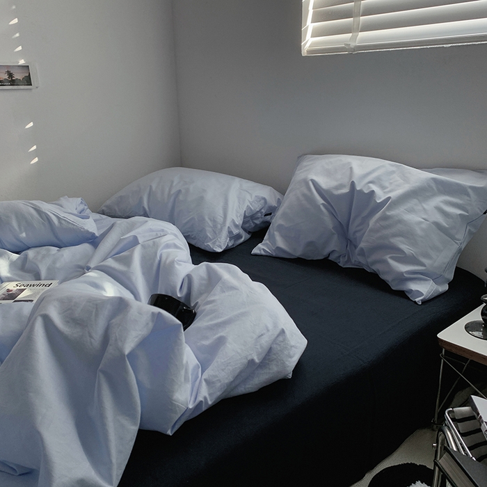 91家纺网 家纺一手货源 找家纺 （总）柚可家居 2025新款亲肤舒适40支数码四件套-淡蓝孤岛