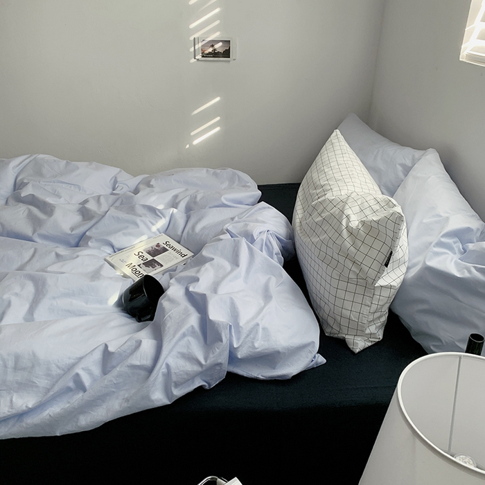 91家纺网 家纺一手货源 找家纺 （总）柚可家居 2025新款亲肤舒适40支数码四件套-淡蓝孤岛