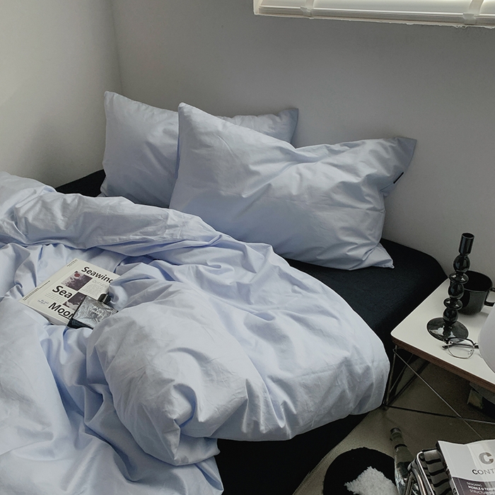 91家纺网 家纺一手货源 找家纺 （总）柚可家居 2025新款亲肤舒适40支数码四件套-淡蓝孤岛