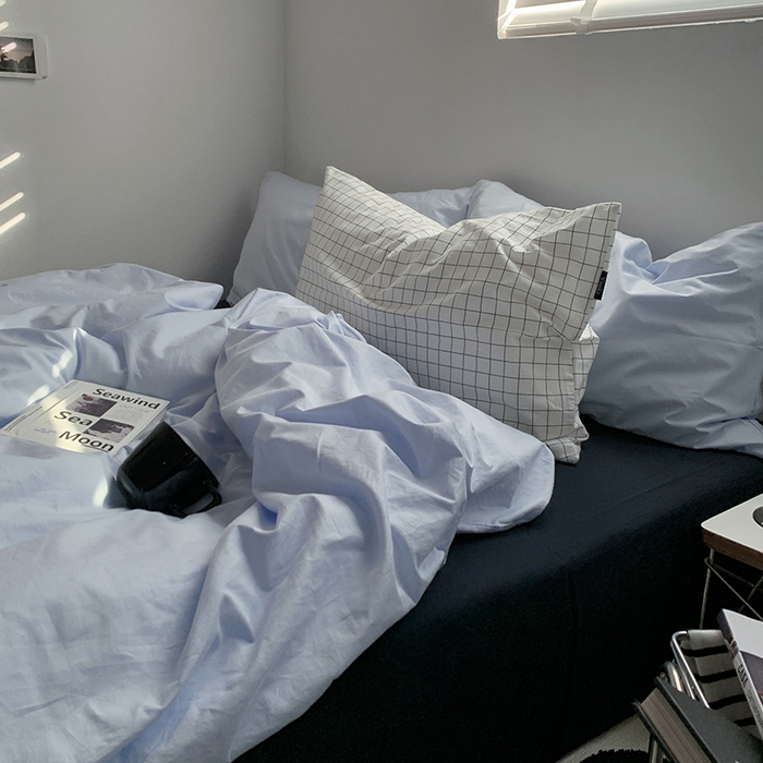 91家纺网 家纺一手货源 找家纺 （总）柚可家居 2025新款亲肤舒适40支数码四件套-淡蓝孤岛