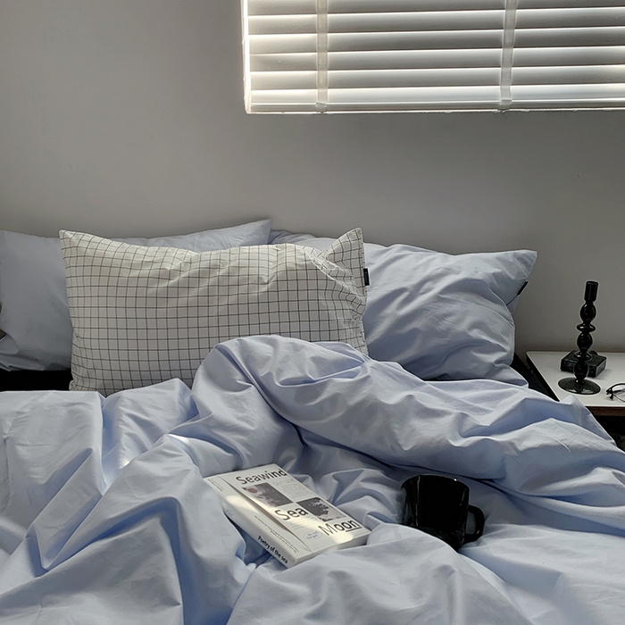 91家纺网 家纺一手货源 找家纺 （总）柚可家居 2025新款亲肤舒适40支数码四件套-淡蓝孤岛