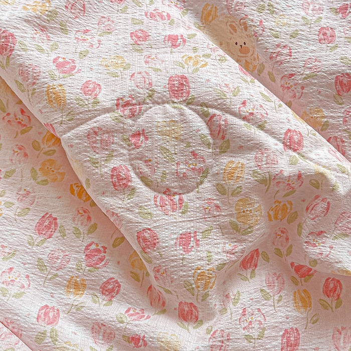 91家纺网 家纺一手货源 找家纺 恋之语 2025春夏新款云感全棉纯棉花边款夏被夏凉被空调被四件套套件 郁金香-小兔