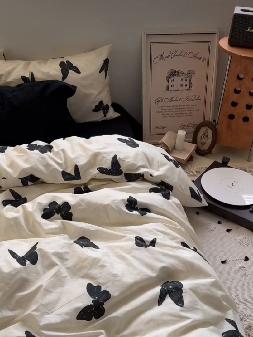 91家纺网 家纺一手货源 找家纺 （总）柚可家居 2025新款亲肤舒适40支数码四件套-蝶舞