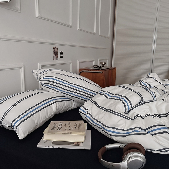 91家纺网 家纺一手货源 找家纺 （总）柚可家居 2025新款亲肤舒适40支数码四件套 时光线条