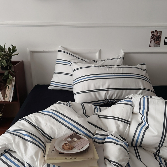 91家纺网 家纺一手货源 找家纺 （总）柚可家居 2025新款亲肤舒适40支数码四件套 时光线条