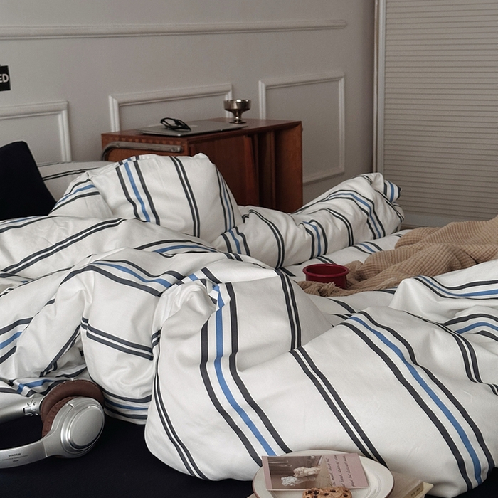 91家纺网 家纺一手货源 找家纺 （总）柚可家居 2025新款亲肤舒适40支数码四件套 时光线条