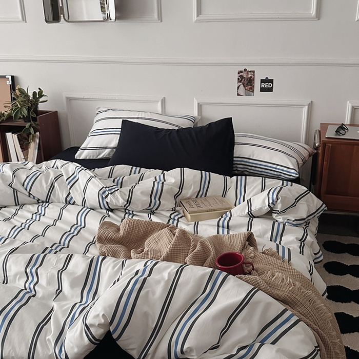 91家纺网 家纺一手货源 找家纺 （总）柚可家居 2025新款亲肤舒适40支数码四件套 时光线条