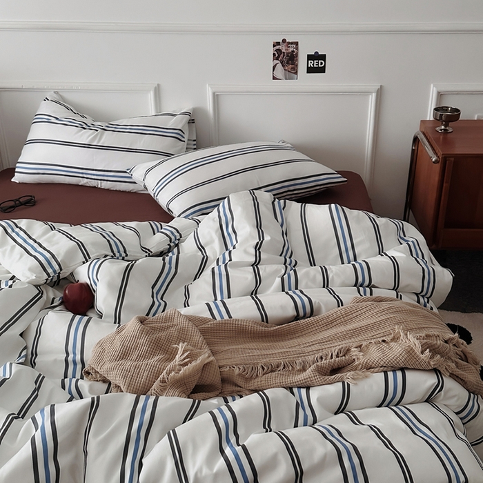 91家纺网 家纺一手货源 找家纺 柚可家居 2025新款亲肤舒适40支数码四件套 时光线条 时光线条-咖