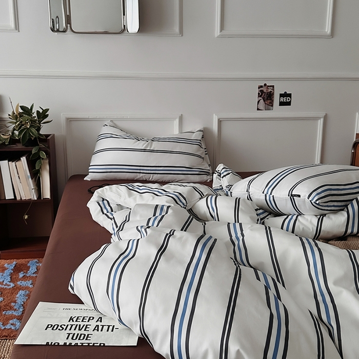 91家纺网 家纺一手货源 找家纺 柚可家居 2025新款亲肤舒适40支数码四件套 时光线条 时光线条-咖