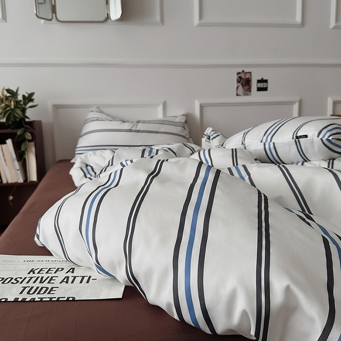 91家纺网 家纺一手货源 找家纺 柚可家居 2025新款亲肤舒适40支数码四件套 时光线条 时光线条-咖