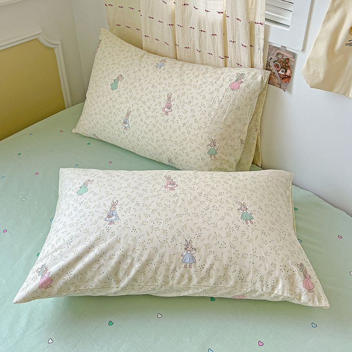 91家纺网 家纺一手货源 找家纺 耀悦家纺 2025新款INS减龄可爱风卡通四件套 稻香小兔