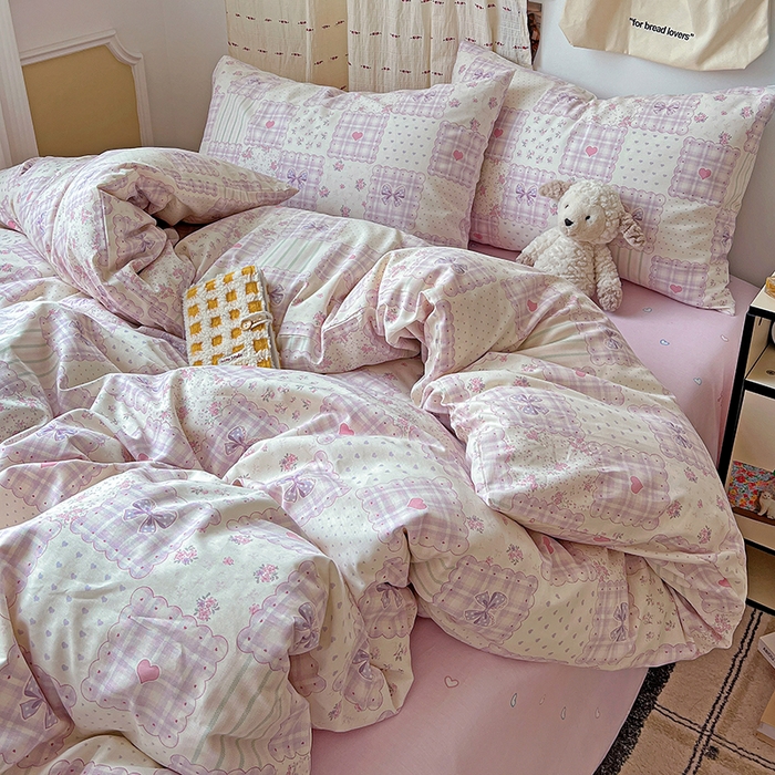 91家纺网 家纺一手货源 找家纺 耀悦家纺 2025新款INS减龄可爱风卡通四件套 初恋