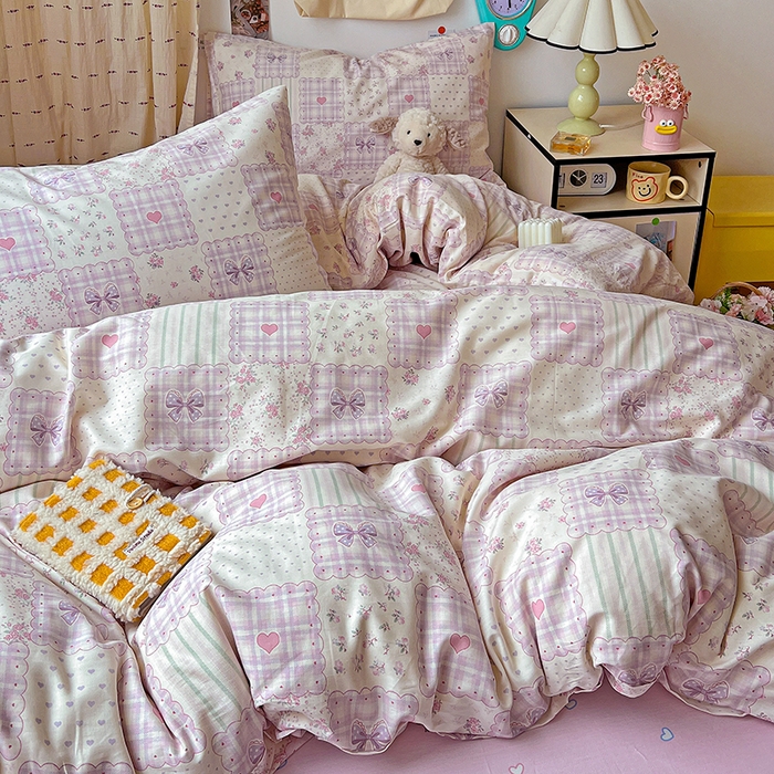 91家纺网 家纺一手货源 找家纺 耀悦家纺 2025新款INS减龄可爱风卡通四件套 初恋