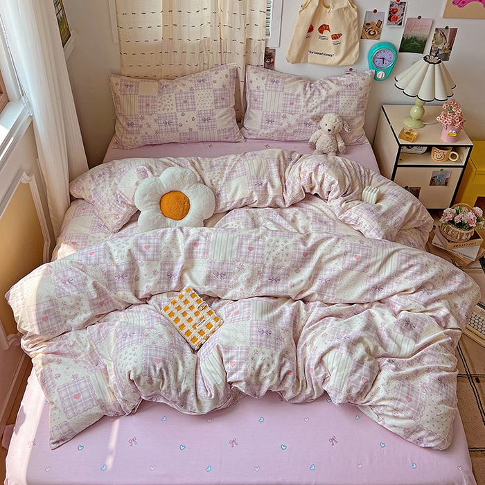 91家纺网 家纺一手货源 找家纺 耀悦家纺 2025新款INS减龄可爱风卡通四件套 初恋