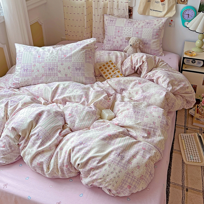 91家纺网 家纺一手货源 找家纺 耀悦家纺 2025新款INS减龄可爱风卡通四件套 初恋