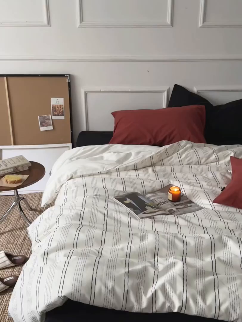 91家纺网 家纺一手货源 找家纺 （总）柚可家居 2025新款40支色织水洗棉四件套-纽约浅梦