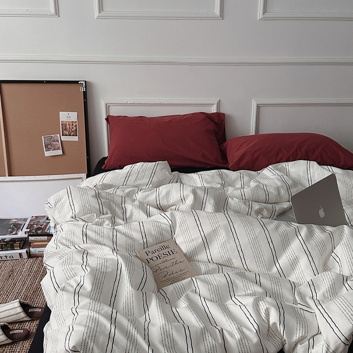 91家纺网 家纺一手货源 找家纺 （总）柚可家居 2025新款40支色织水洗棉四件套-纽约浅梦