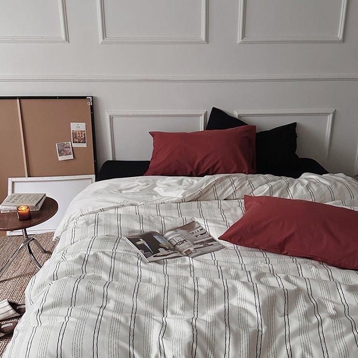 91家纺网 家纺一手货源 找家纺 （总）柚可家居 2025新款40支色织水洗棉四件套-纽约浅梦