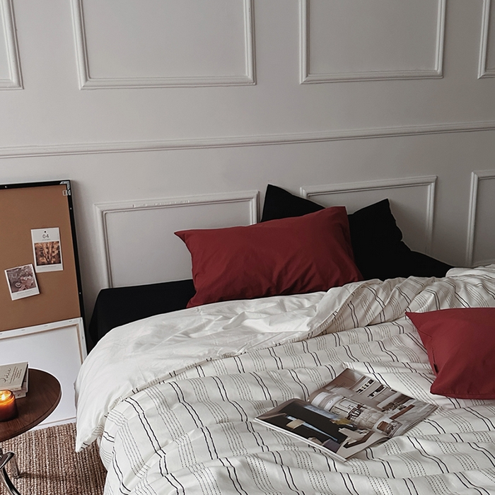 91家纺网 家纺一手货源 找家纺 （总）柚可家居 2025新款40支色织水洗棉四件套-纽约浅梦