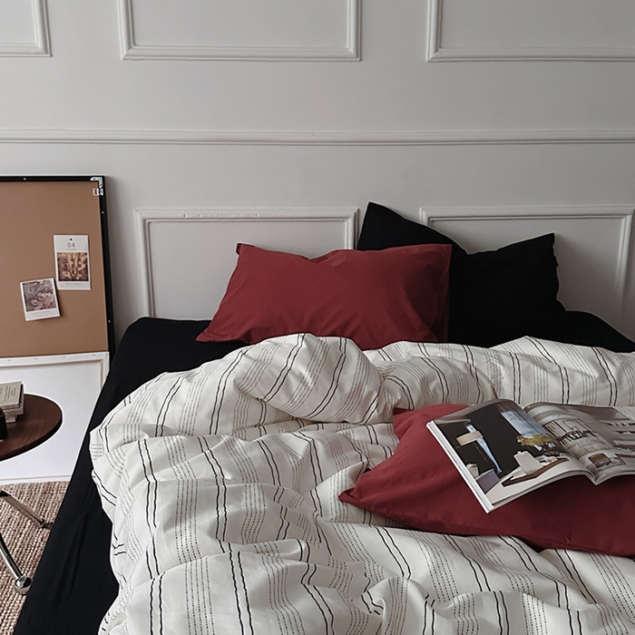 91家纺网 家纺一手货源 找家纺 （总）柚可家居 2025新款40支色织水洗棉四件套-纽约浅梦