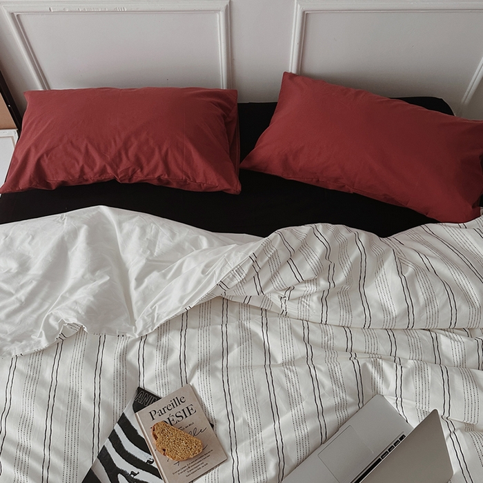 91家纺网 家纺一手货源 找家纺 （总）柚可家居 2025新款40支色织水洗棉四件套-纽约浅梦