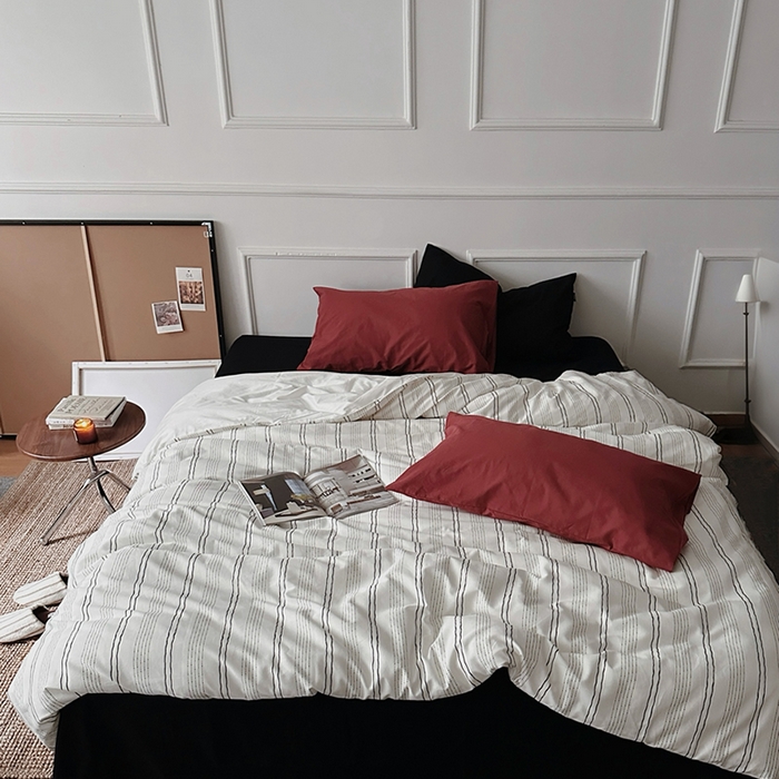 91家纺网 家纺一手货源 找家纺 （总）柚可家居 2025新款40支色织水洗棉四件套-纽约浅梦