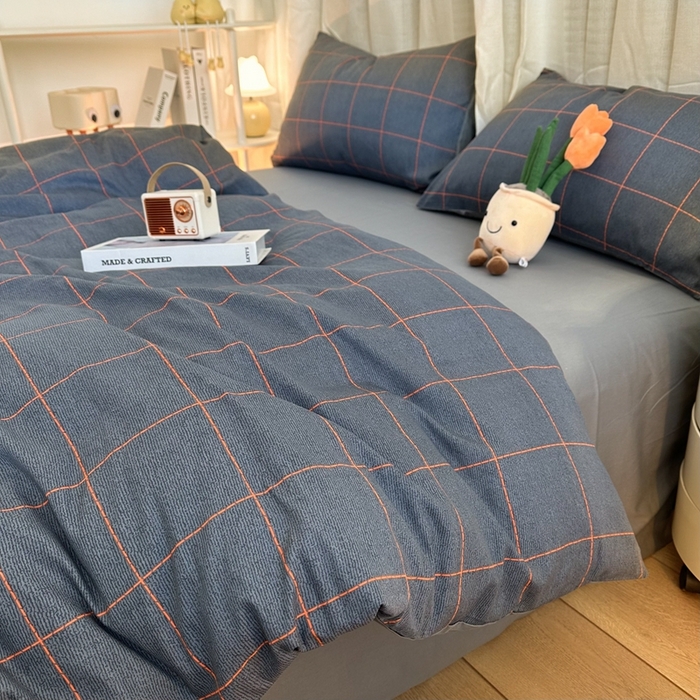 91家纺网 家纺一手货源 找家纺 （总）简宜家居（朝初家纺） 2025新款13070全棉纯棉斜纹简约北欧风四件套