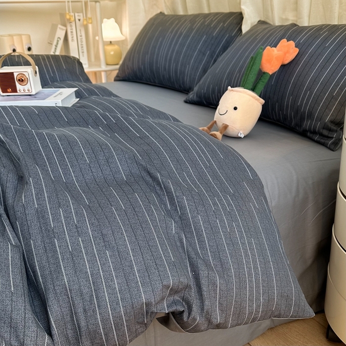 91家纺网 家纺一手货源 找家纺 （总）简宜家居（朝初家纺） 2025新款13070全棉纯棉斜纹简约北欧风四件套