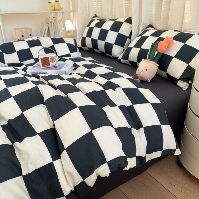 91家纺网 家纺一手货源 找家纺 （总）简宜家居（朝初家纺） 2025新款13070全棉纯棉斜纹简约北欧风四件套