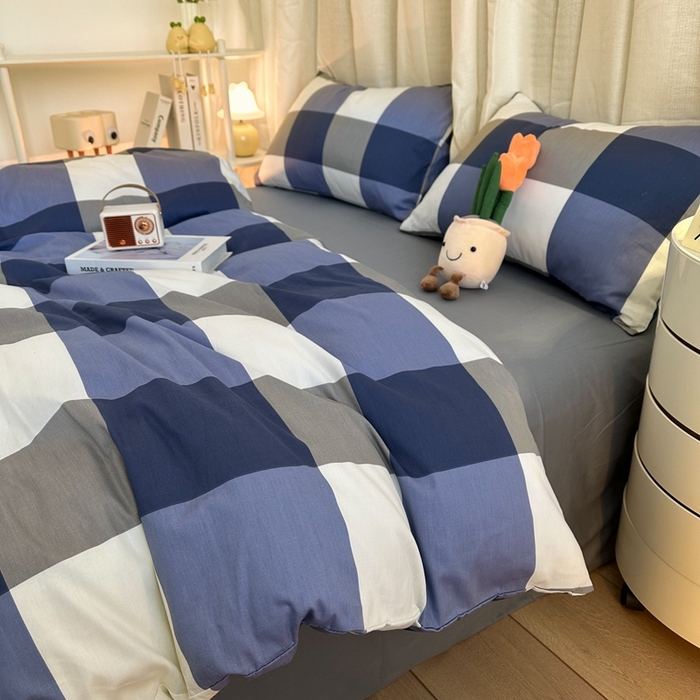 91家纺网 家纺一手货源 找家纺 （总）简宜家居（朝初家纺） 2025新款13070全棉纯棉斜纹简约北欧风四件套