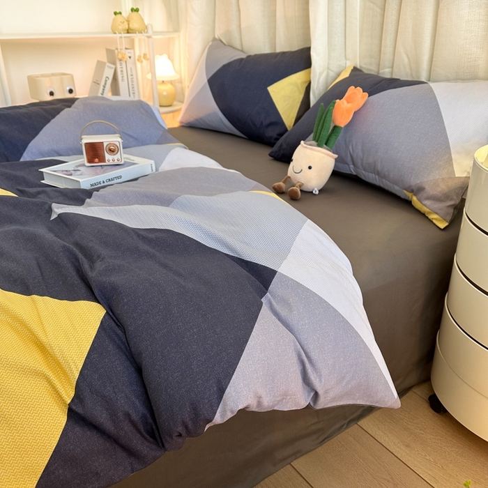 91家纺网 家纺一手货源 找家纺 （总）简宜家居（朝初家纺） 2025新款13070全棉纯棉斜纹简约北欧风四件套