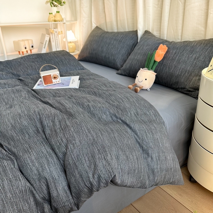 91家纺网 家纺一手货源 找家纺 （总）简宜家居（朝初家纺） 2025新款13070全棉纯棉斜纹简约北欧风四件套