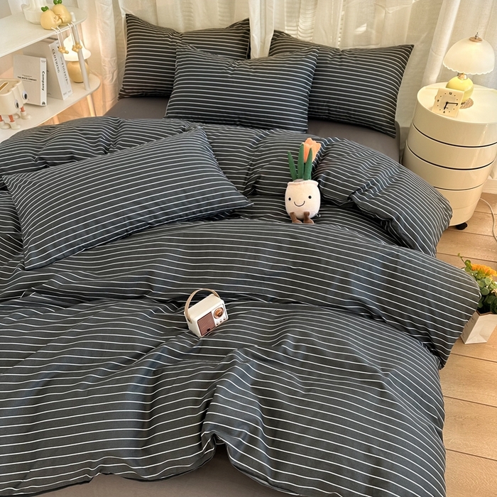 91家纺网 家纺一手货源 找家纺 简宜家居（朝初家纺） 2025新款13070全棉纯棉斜纹简约北欧风四件套 城墨