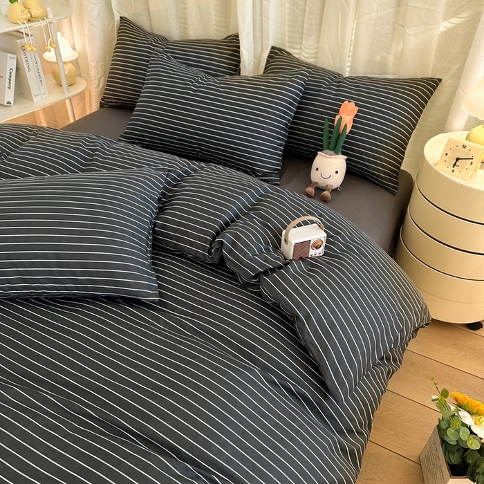 91家纺网 家纺一手货源 找家纺 简宜家居（朝初家纺） 2025新款13070全棉纯棉斜纹简约北欧风四件套 城墨