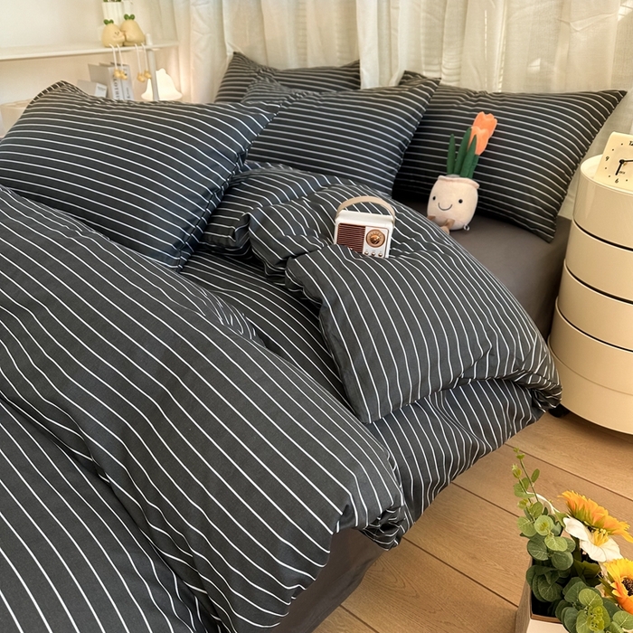 91家纺网 家纺一手货源 找家纺 简宜家居（朝初家纺） 2025新款13070全棉纯棉斜纹简约北欧风四件套 城墨