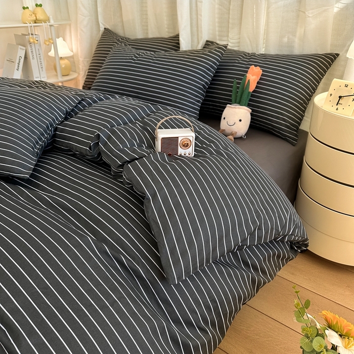 91家纺网 家纺一手货源 找家纺 简宜家居（朝初家纺） 2025新款13070全棉纯棉斜纹简约北欧风四件套 城墨