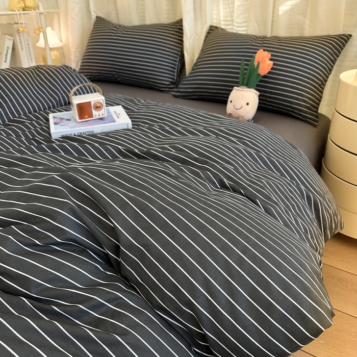 91家纺网 家纺一手货源 找家纺 简宜家居（朝初家纺） 2025新款13070全棉纯棉斜纹简约北欧风四件套 城墨