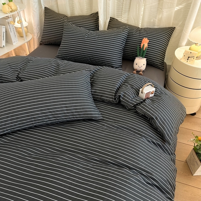 91家纺网 家纺一手货源 找家纺 简宜家居（朝初家纺） 2025新款13070全棉纯棉斜纹简约北欧风四件套 城墨