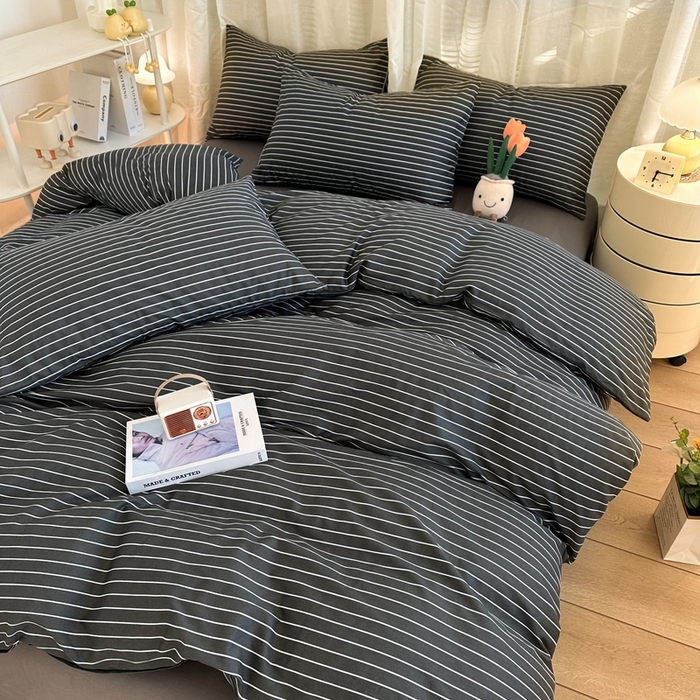 91家纺网 家纺一手货源 找家纺 简宜家居（朝初家纺） 2025新款13070全棉纯棉斜纹简约北欧风四件套 城墨