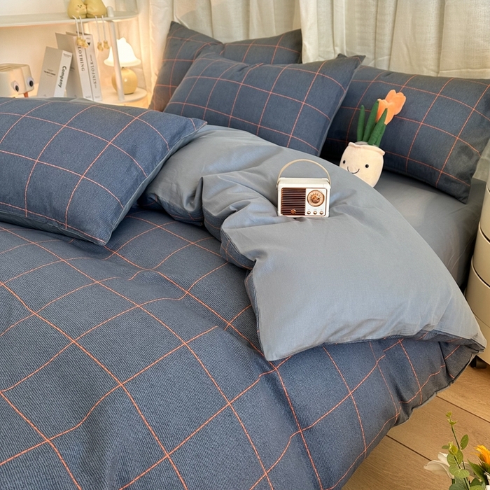 91家纺网 家纺一手货源 找家纺 简宜家居（朝初家纺） 2025新款13070全棉纯棉斜纹简约北欧风四件套 富士山下