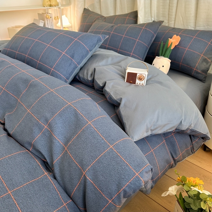 91家纺网 家纺一手货源 找家纺 简宜家居（朝初家纺） 2025新款13070全棉纯棉斜纹简约北欧风四件套 富士山下