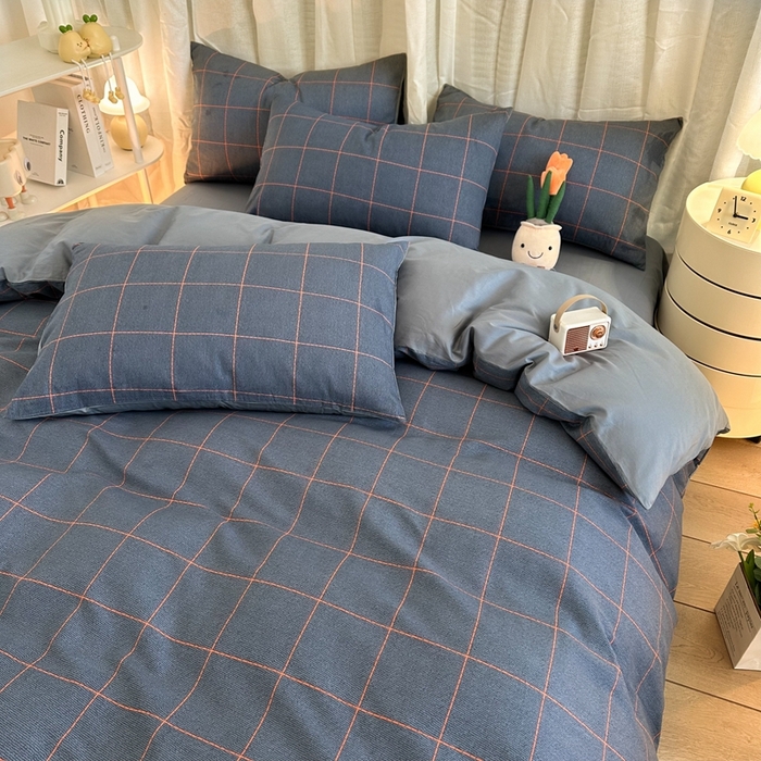 91家纺网 家纺一手货源 找家纺 简宜家居（朝初家纺） 2025新款13070全棉纯棉斜纹简约北欧风四件套 富士山下