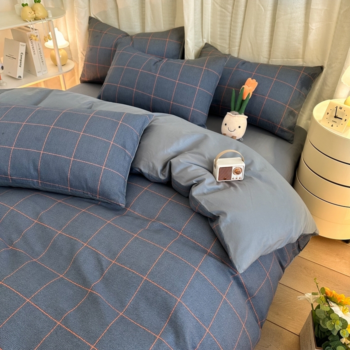 91家纺网 家纺一手货源 找家纺 简宜家居（朝初家纺） 2025新款13070全棉纯棉斜纹简约北欧风四件套 富士山下