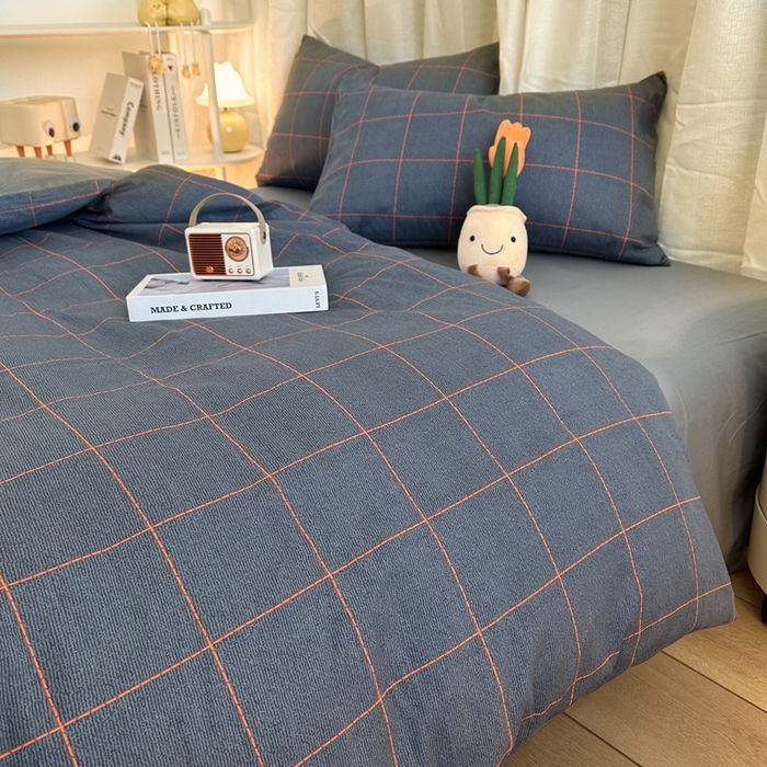 91家纺网 家纺一手货源 找家纺 简宜家居（朝初家纺） 2025新款13070全棉纯棉斜纹简约北欧风四件套 富士山下