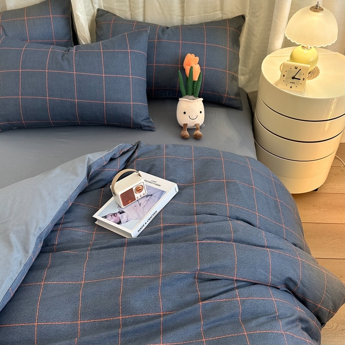 91家纺网 家纺一手货源 找家纺 简宜家居（朝初家纺） 2025新款13070全棉纯棉斜纹简约北欧风四件套 富士山下