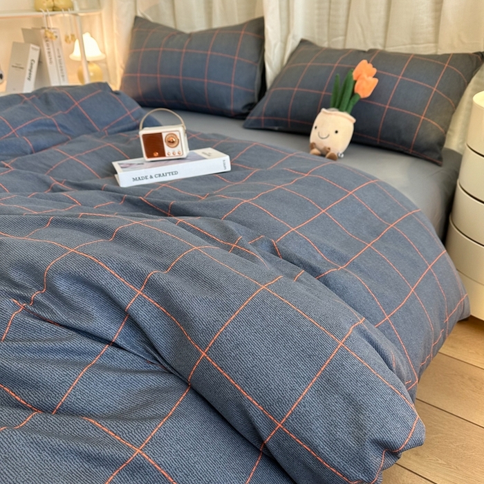 91家纺网 家纺一手货源 找家纺 简宜家居（朝初家纺） 2025新款13070全棉纯棉斜纹简约北欧风四件套 富士山下